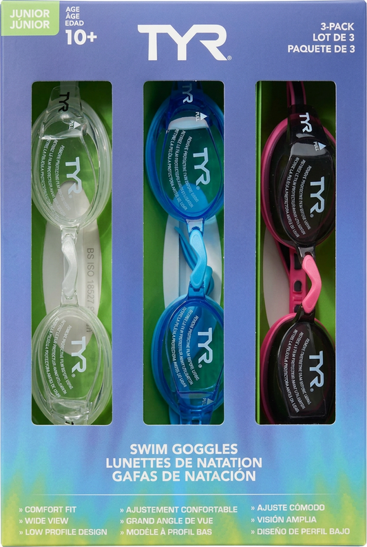 TYR Junior Swim Goggles 3-Pack, Ages 10+ product photo 2