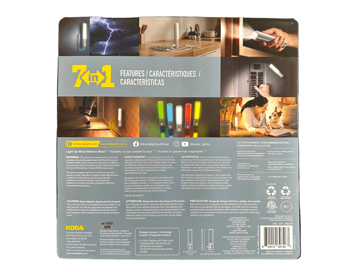 KODA Modern Power Failure Nightlight 7-in-1 (3-Pack)