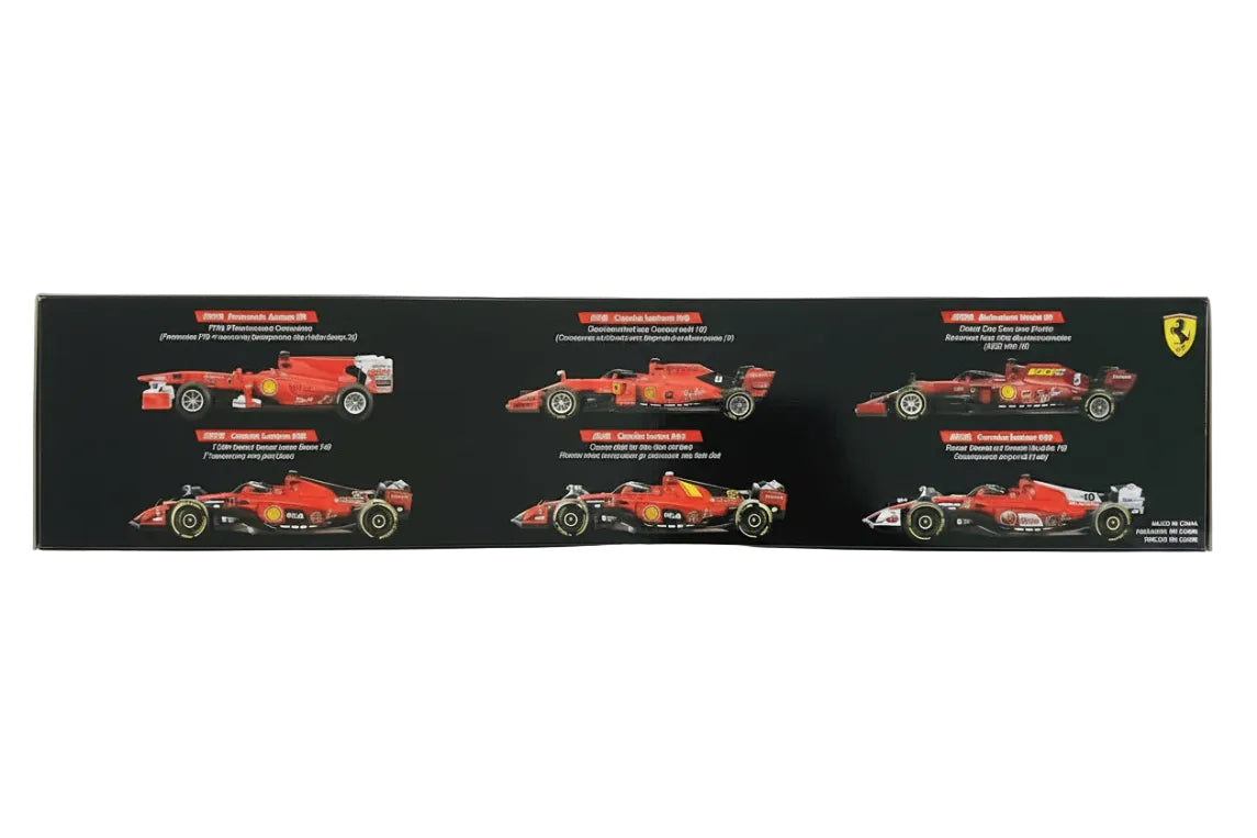Model car set packaging with red cars on a black background