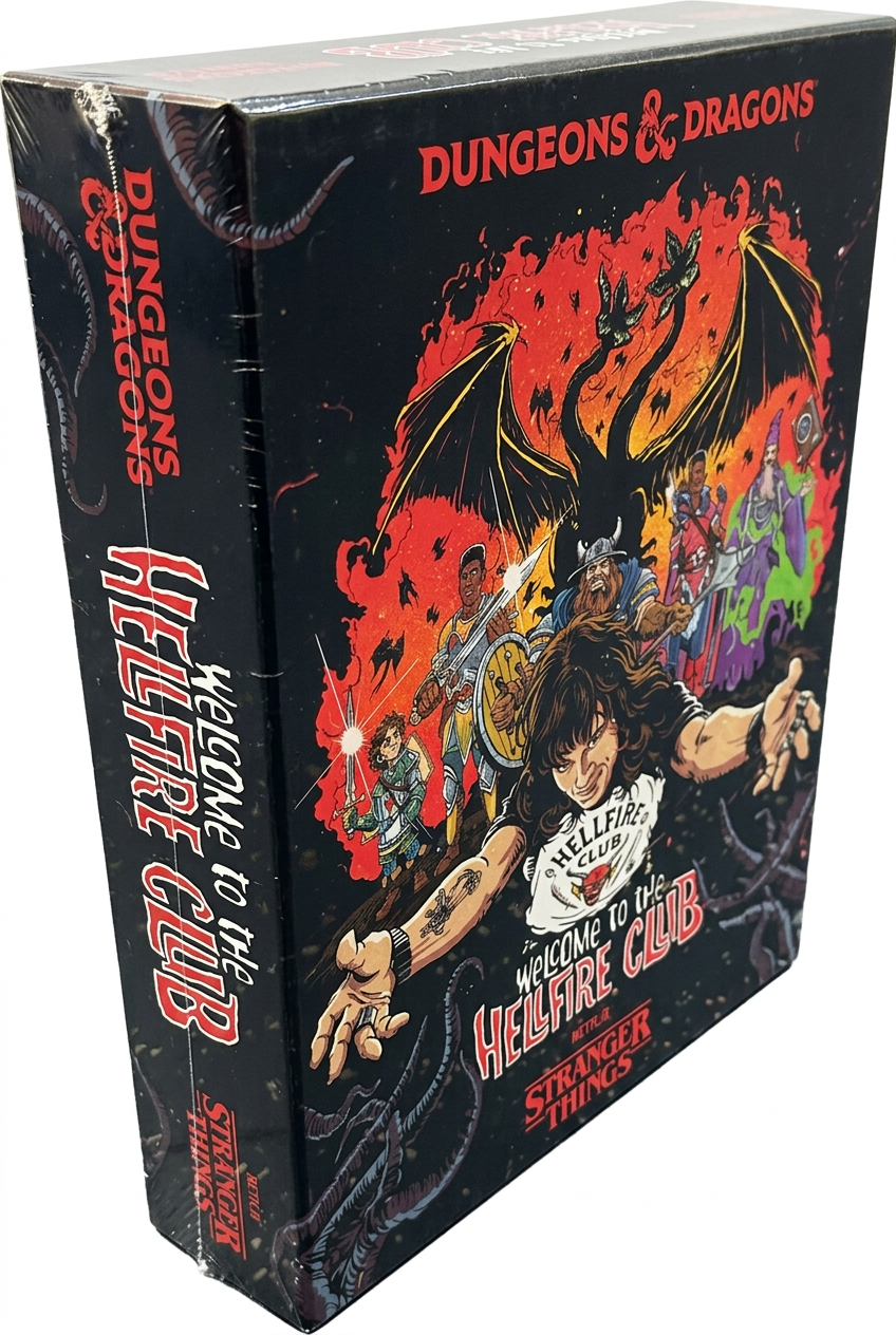 Three-quarter view of the sealed Dungeons & Dragons Stranger Things game box