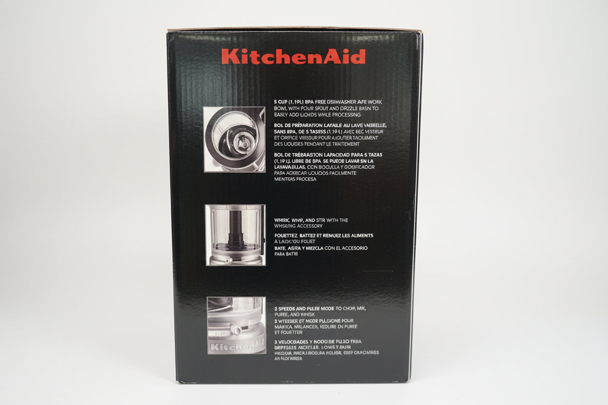 KitchenAid food chopper package features for bowl and whisk accessory