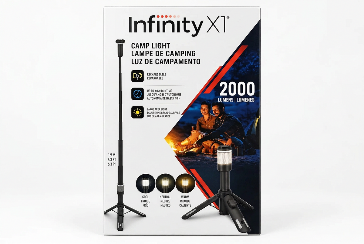 Infinity X1 2000 Lumen Rechargeable Camp Light with Telescoping Tripod product photo 1