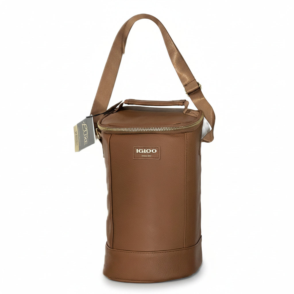 Igloo Luxe 2-bottle cooler bag in cognac brown