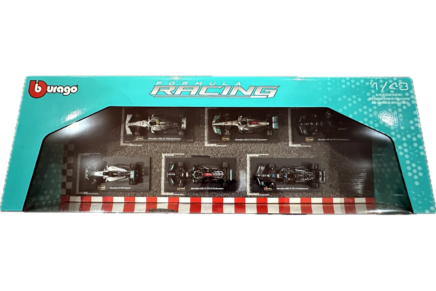 Bburago Formula Racing 1:43 six-car set package window