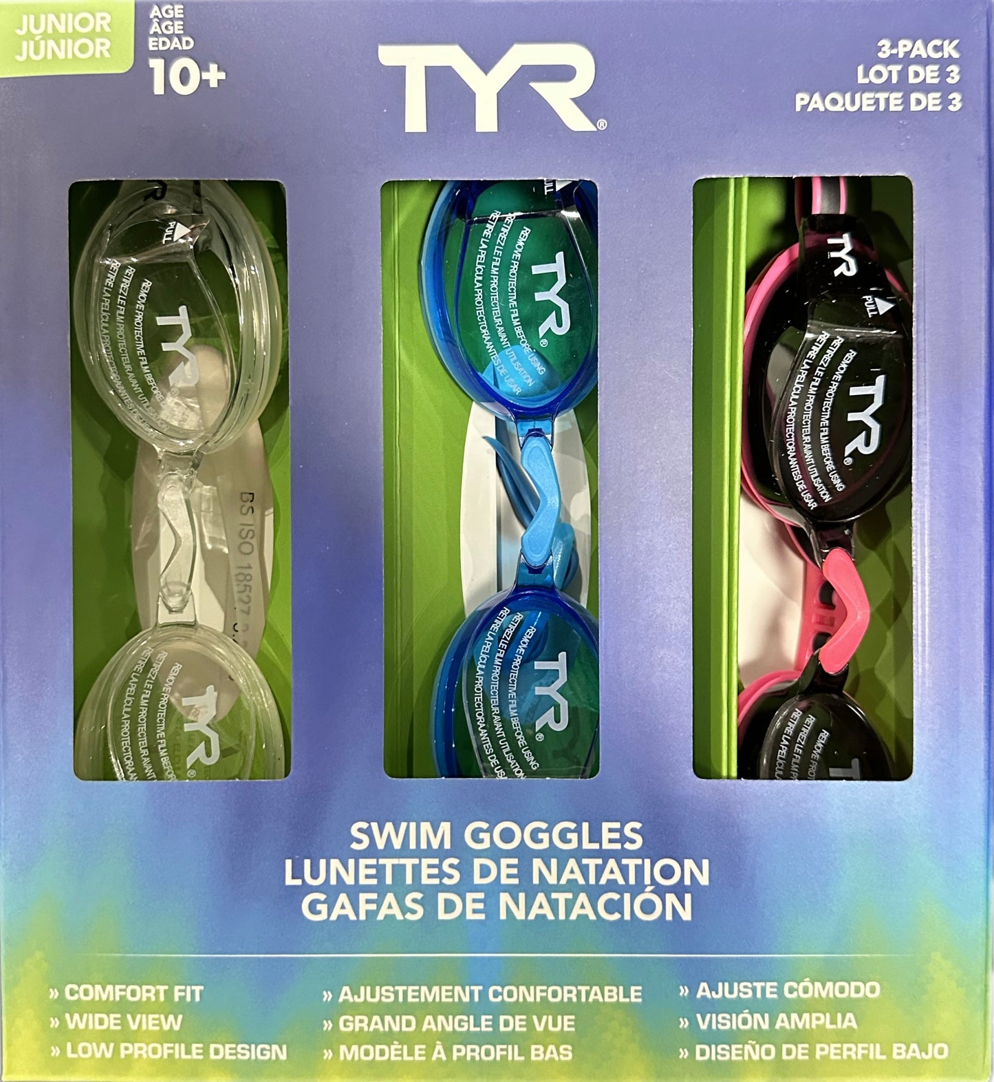 TYR Junior Swim Goggles 3-Pack, Ages 10+ product photo 2