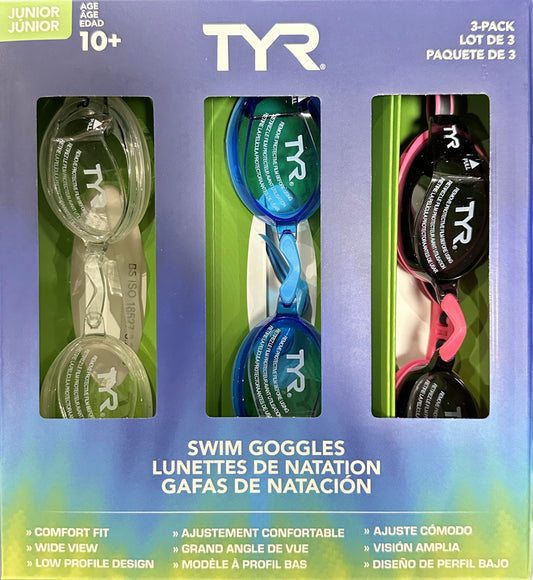TYR Junior Swim Goggles 3-Pack, Ages 10+ product photo 2