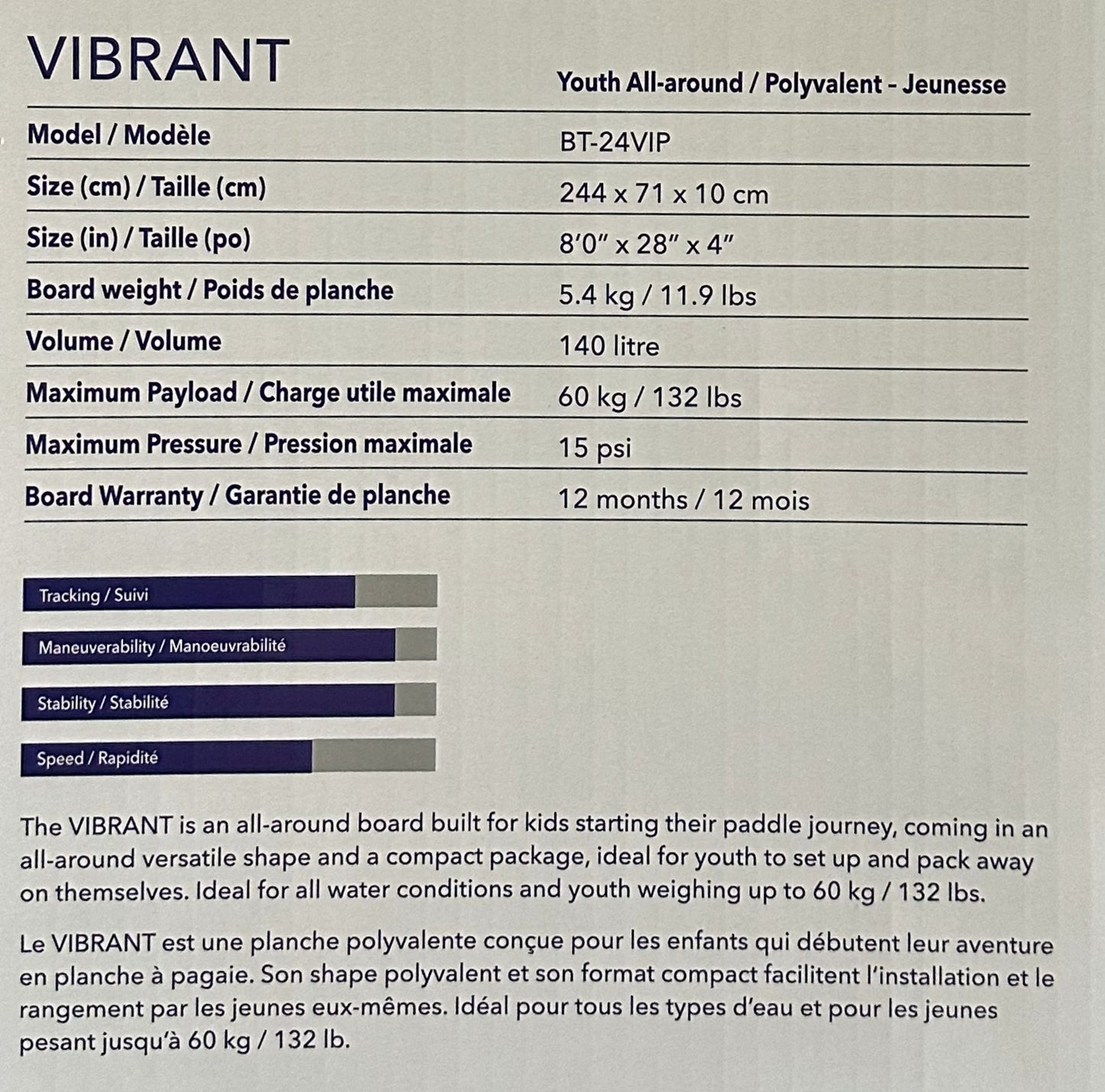 Aqua Marina Vibrant BT-24VIP Youth Inflatable Stand-Up Paddle Board - All-in-One Package product photo 6