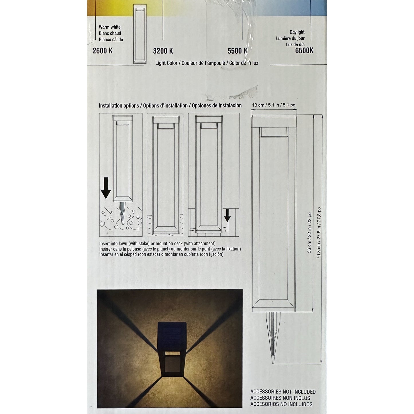 Solar pathway bollard light installation and dimensions panel