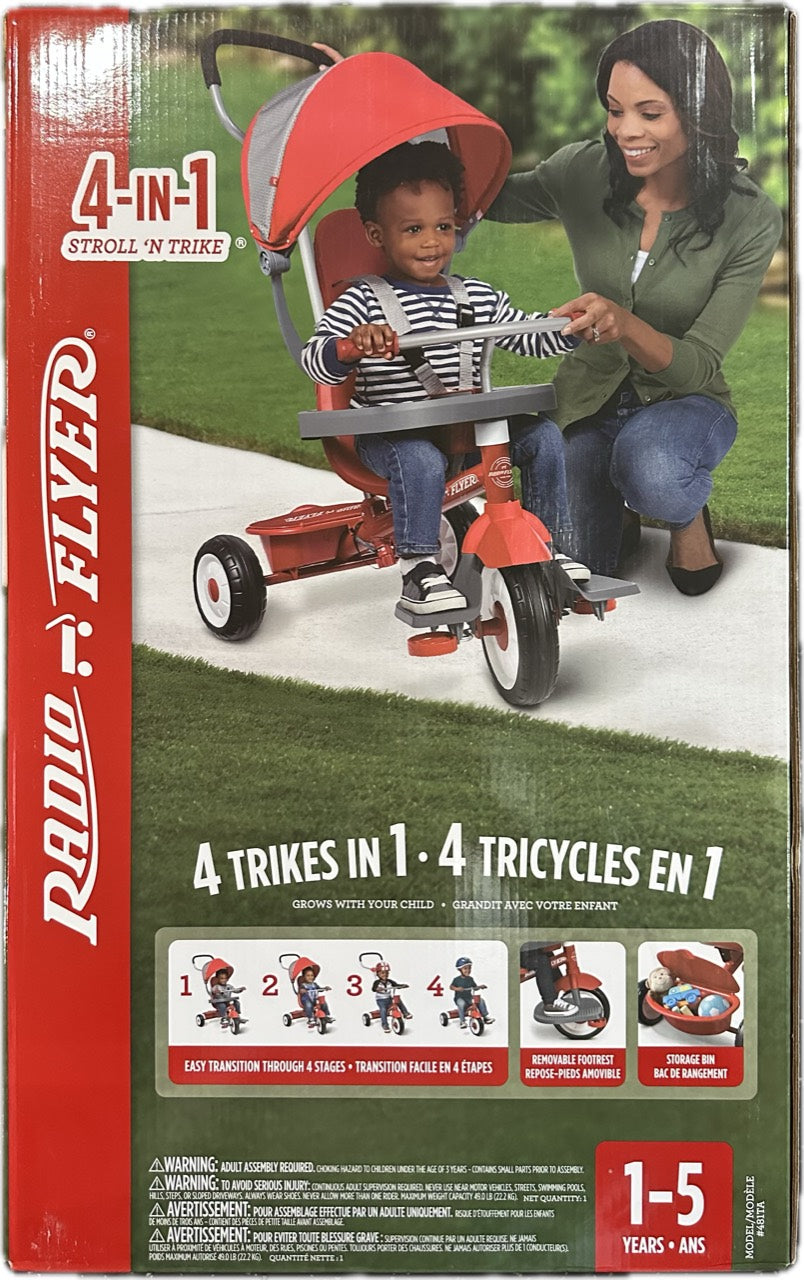 Radio Flyer 4-in-1 Stroll 'N Trike - Red Toddler Tricycle product photo 2