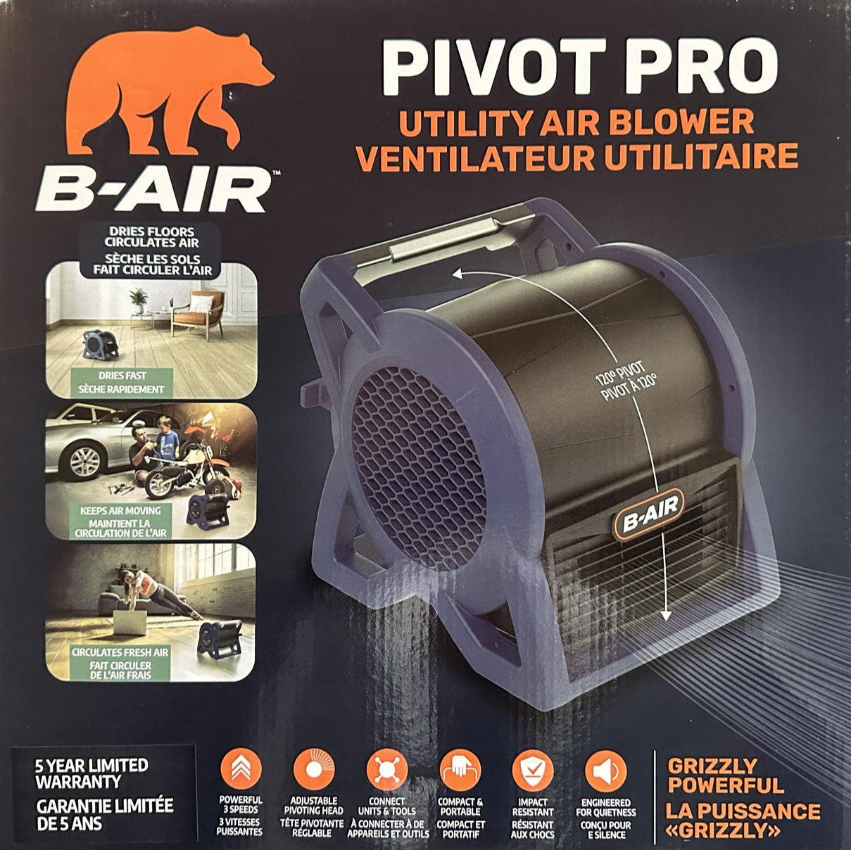 B-Air Pivot Pro Utility Air Blower - 3-Speed 120° Pivoting Head product photo 2