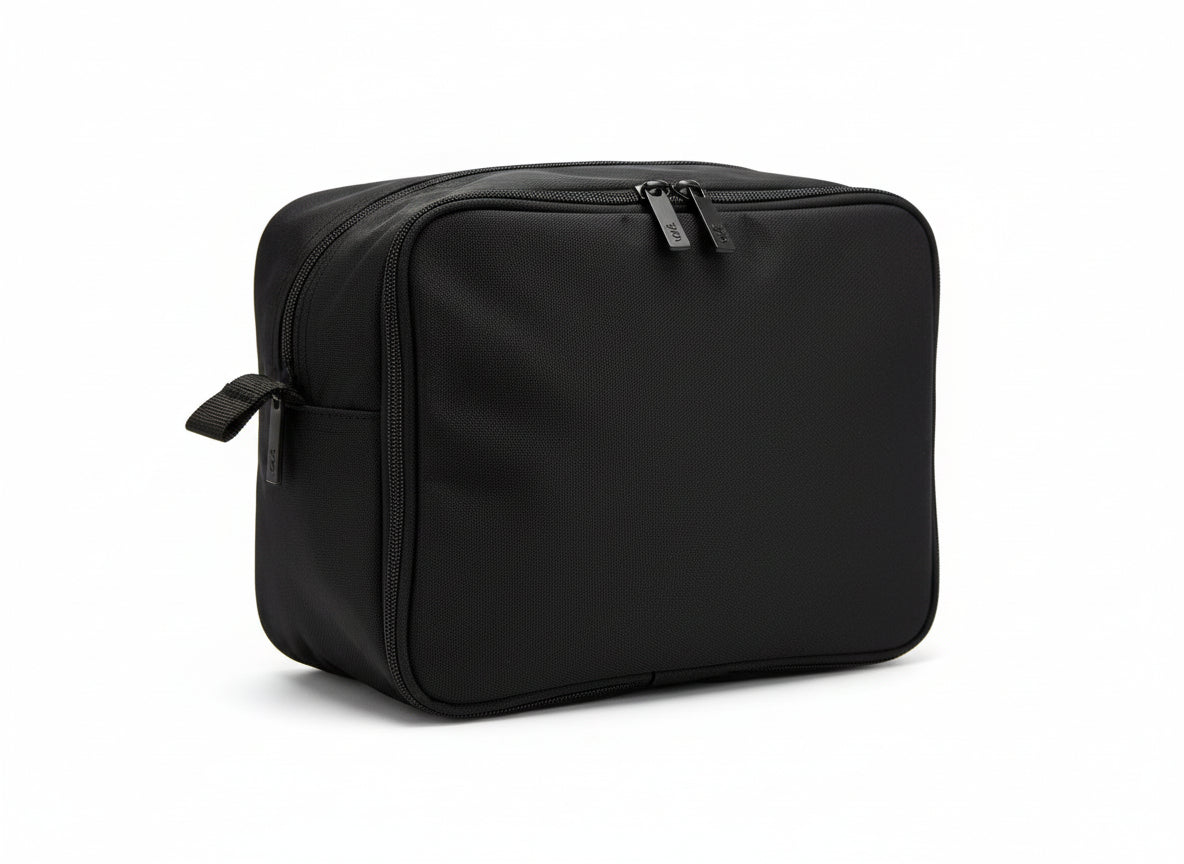 Black rectangular travel bag on a white background