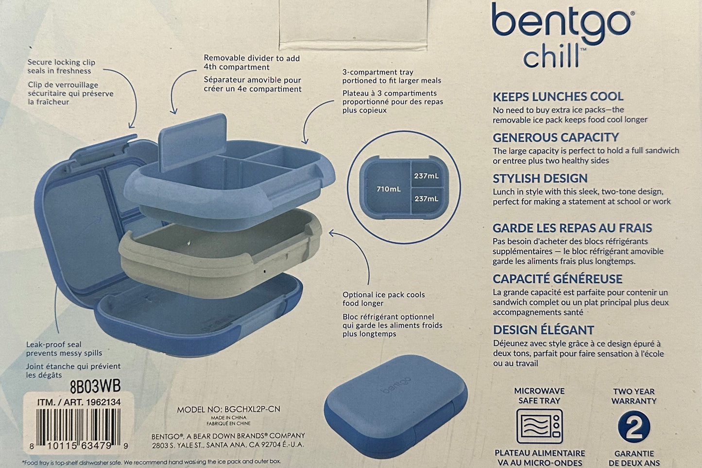 Bentgo Chill lunch container packaging with product details on a black surface
