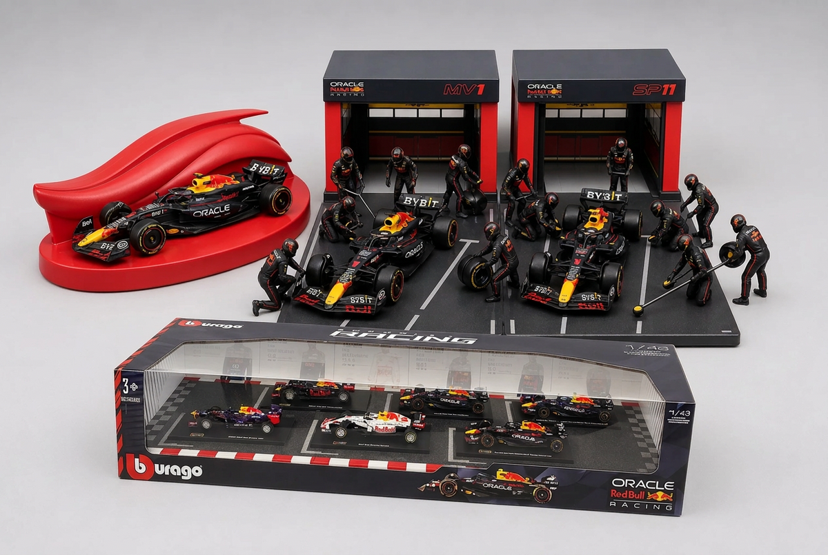 Bburago 1:43 Oracle Red Bull Racing Paddock & 6-Car Collection Set product photo 1