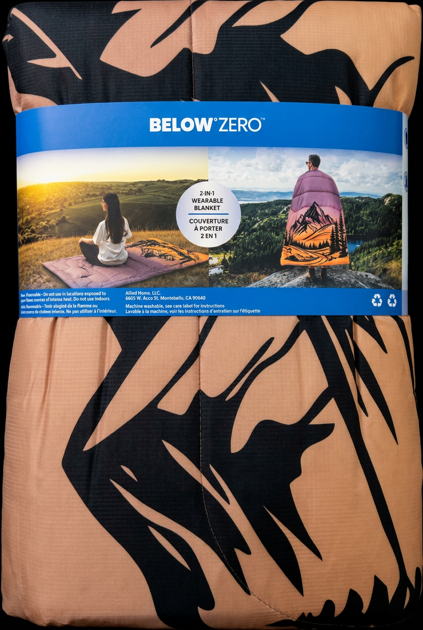 Below Zero 2-in-1 Wearable Outdoor Blanket in Mauve Mountain Landscape Print, 137 x 193 cm