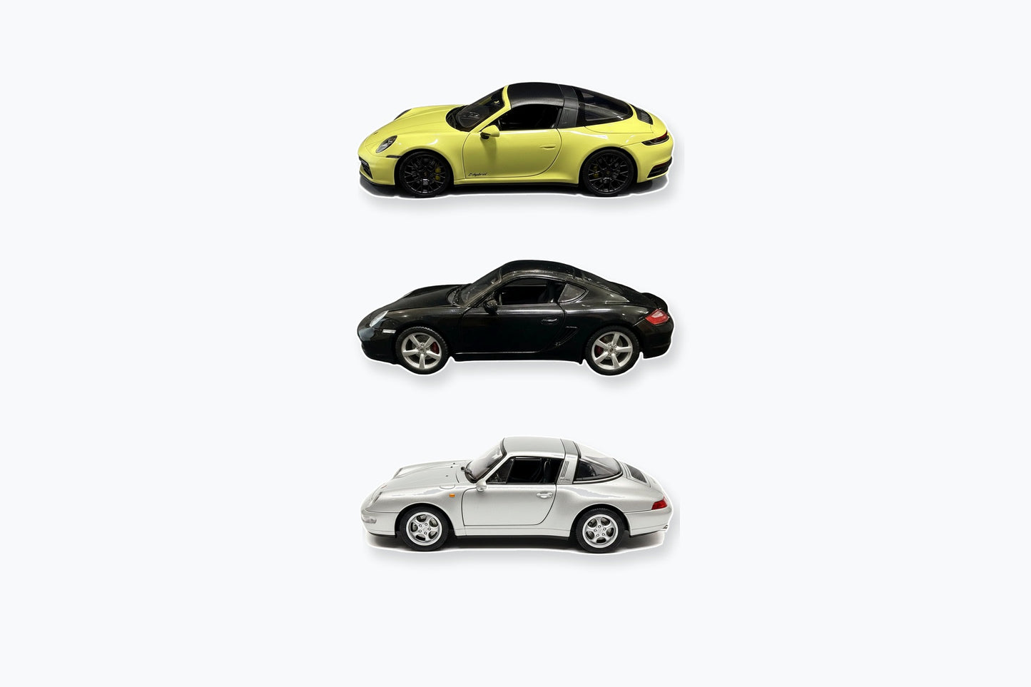 Maisto Special Edition 1:18 die-cast toy car bundle with yellow, black, and white silver cars