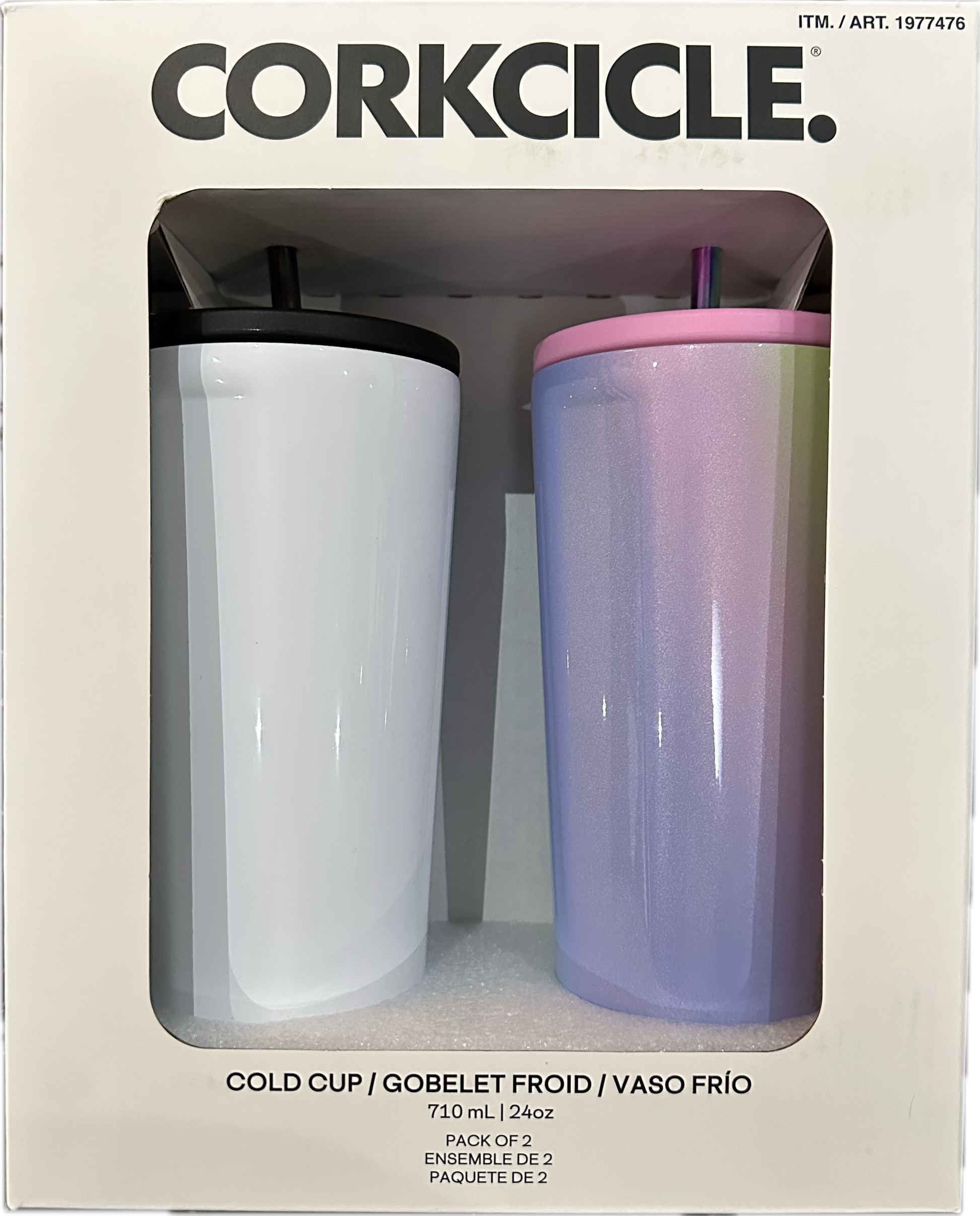 Corkcicle Cold Cup 24 oz 2-Pack in White/Rainbow