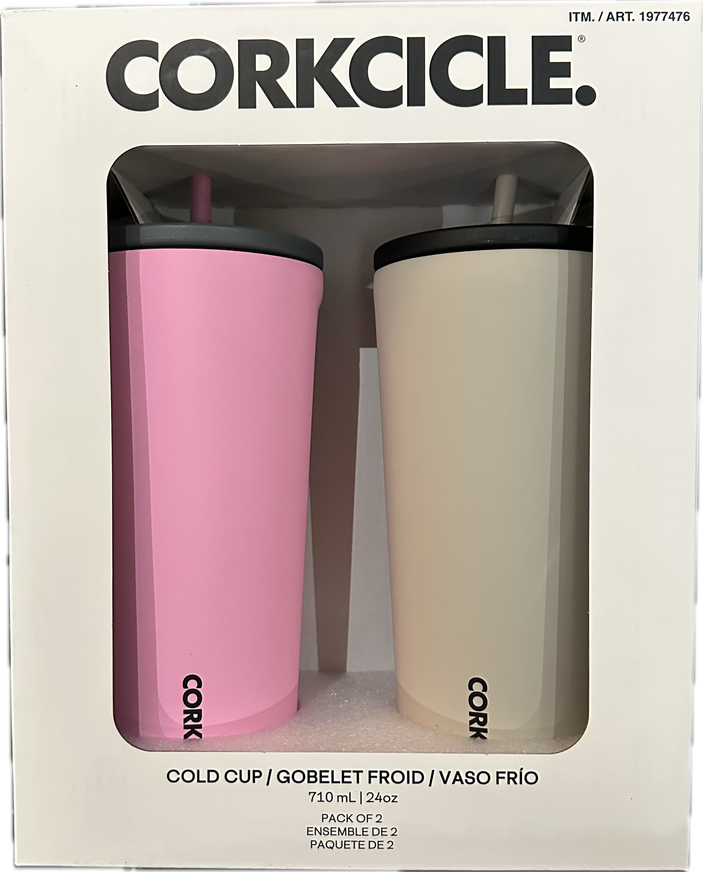 Corkcicle Cold Cup 24 oz 2-Pack in Pink/Tan