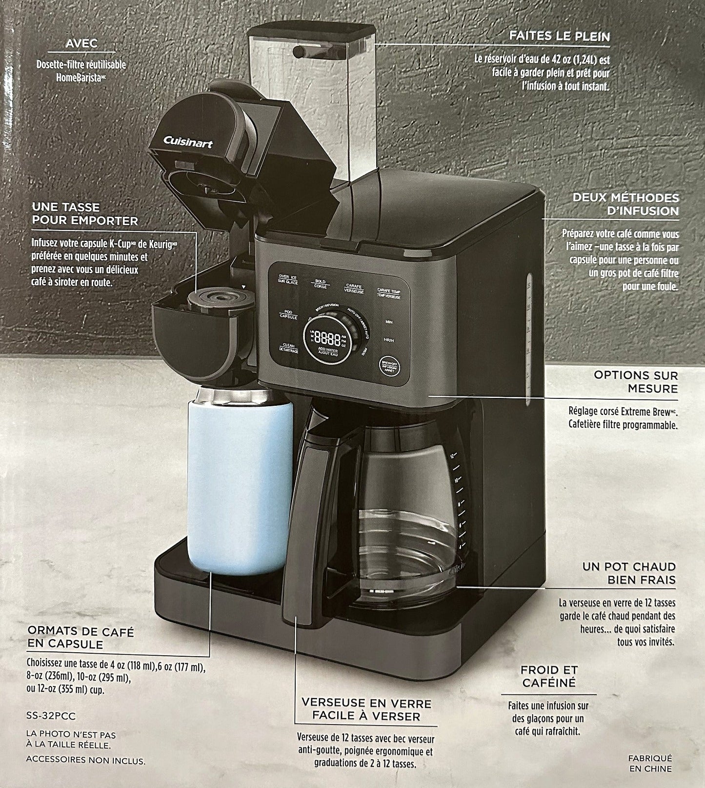 Cuisinart Coffee Center 2-in-1 12 cup coffeemaker package feature panel