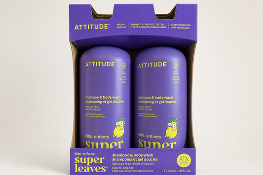 ATTITUDE Super Leaves Kids 2-in-1 Shampoo & Body Wash - Vanilla & Pear, 2 x 946 mL product photo 1