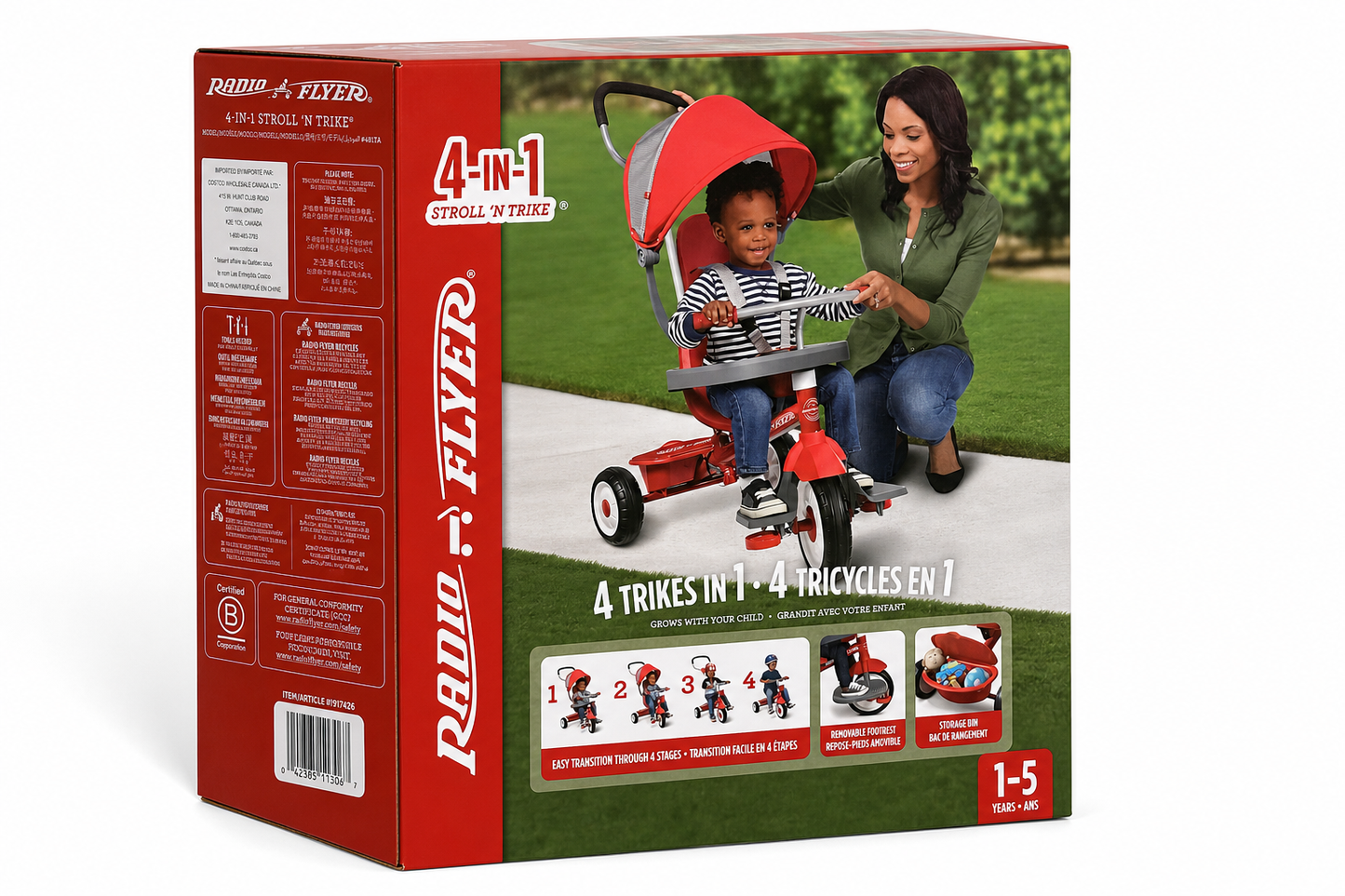 Radio Flyer 4-in-1 Stroll 'N Trike - Red Toddler Tricycle product photo 1
