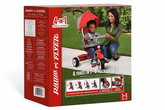 Radio Flyer 4-in-1 Stroll 'N Trike - Red Toddler Tricycle product photo 1