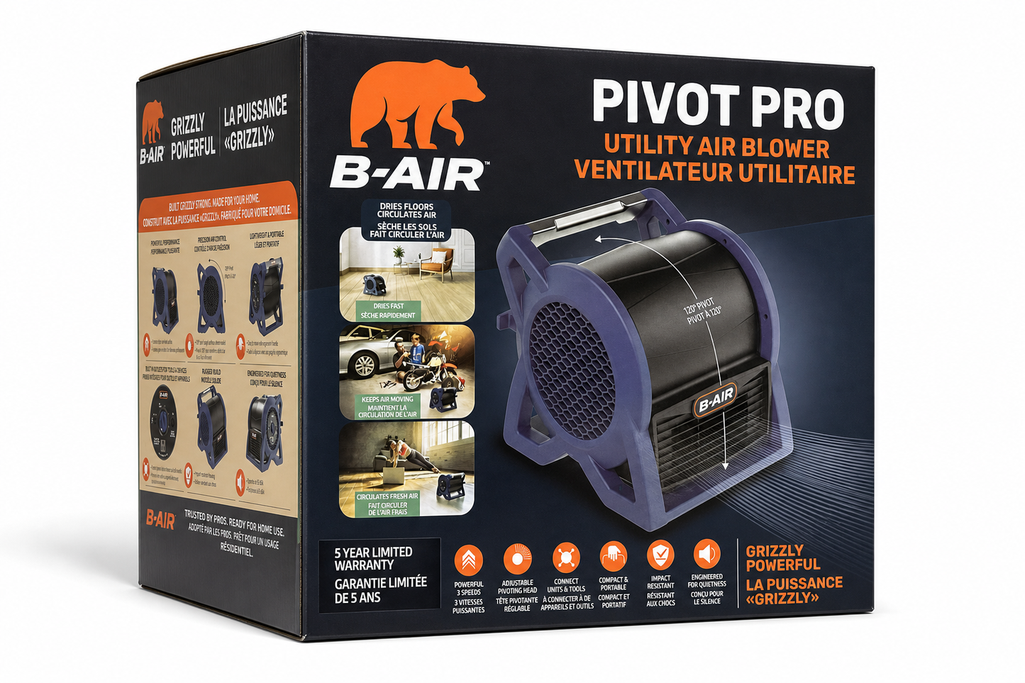 B-Air Pivot Pro Utility Air Blower - 3-Speed 120° Pivoting Head product photo 1