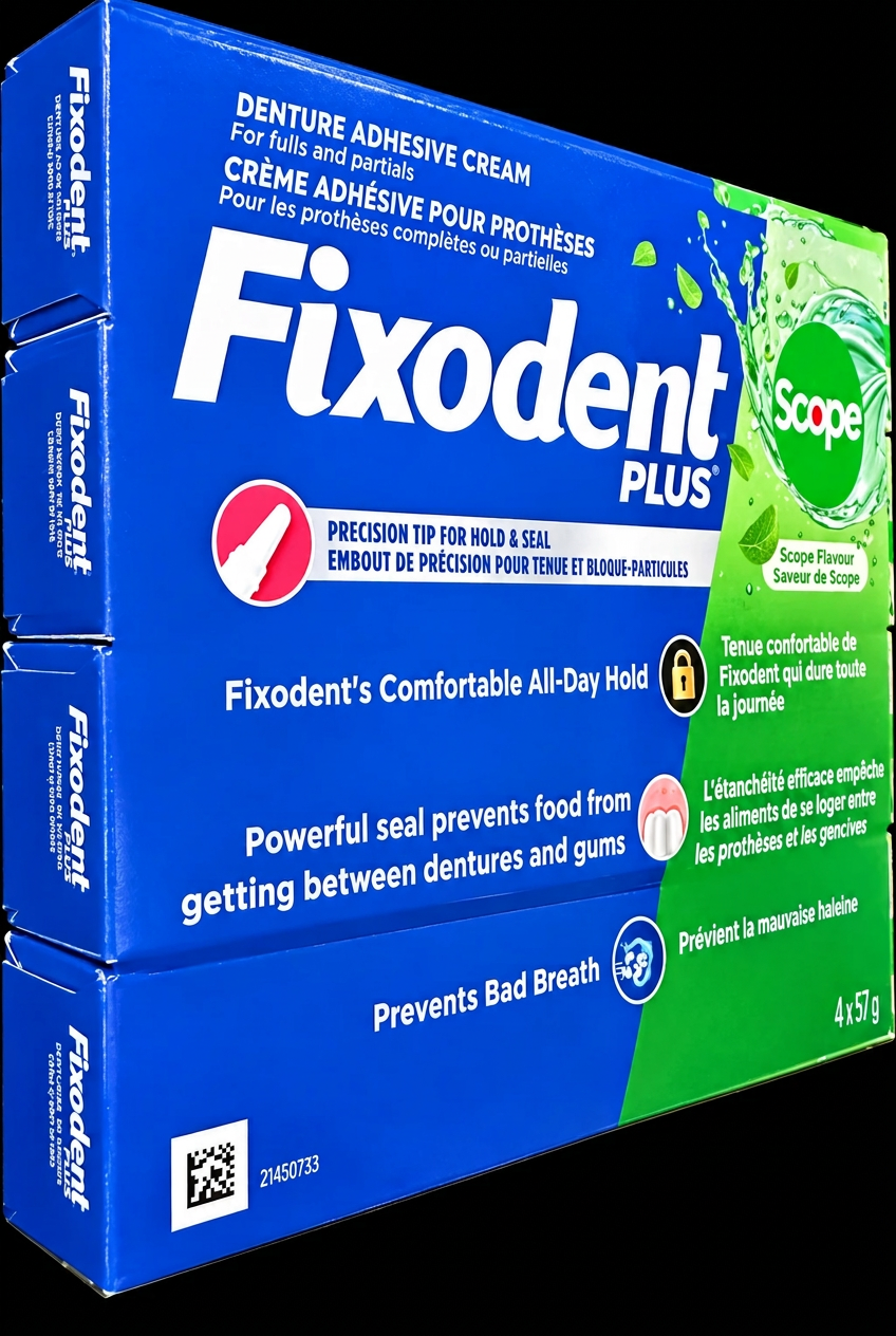 Fixodent Plus Scope Flavour Denture Adhesive Cream, 4 x 57 g