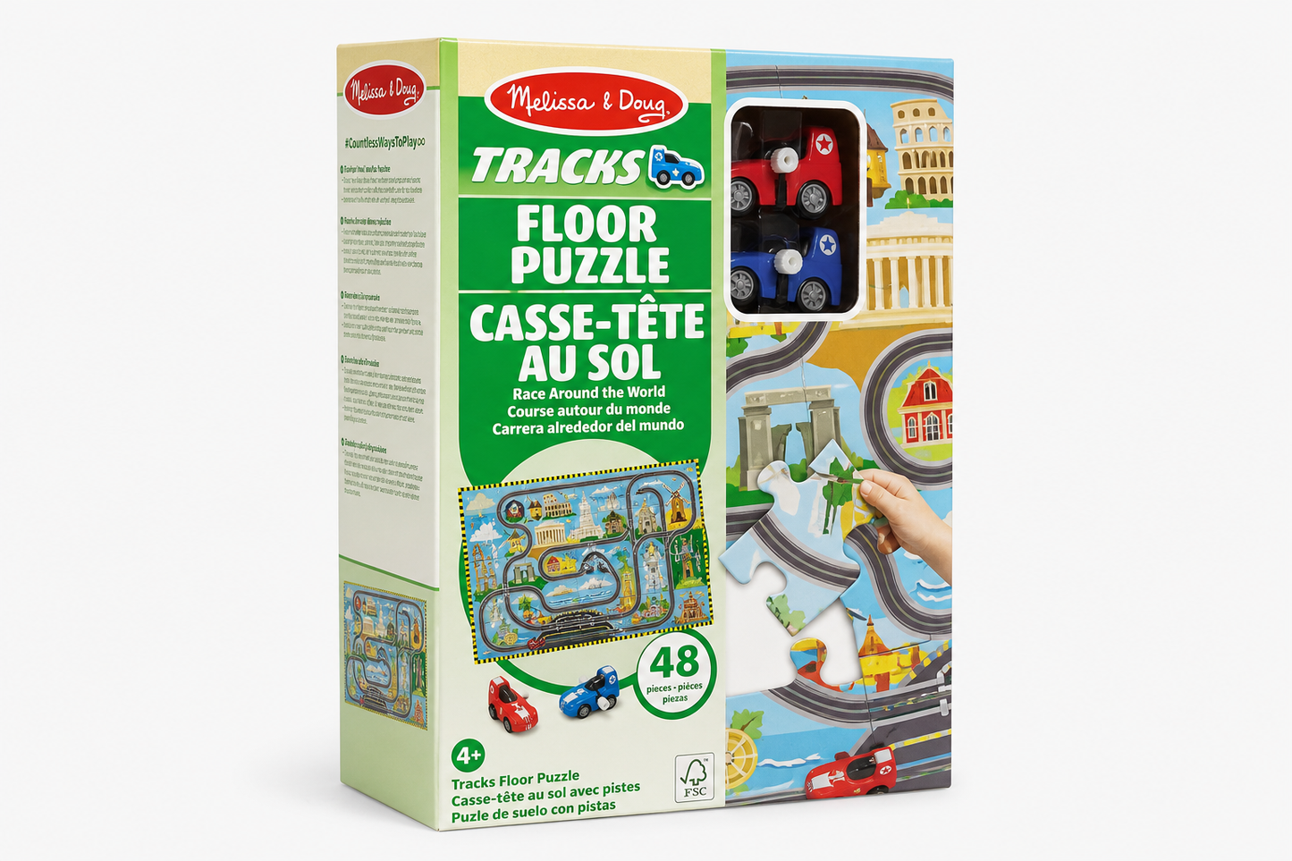 Melissa & Doug Tracks Floor Puzzle Race Around the World retail box