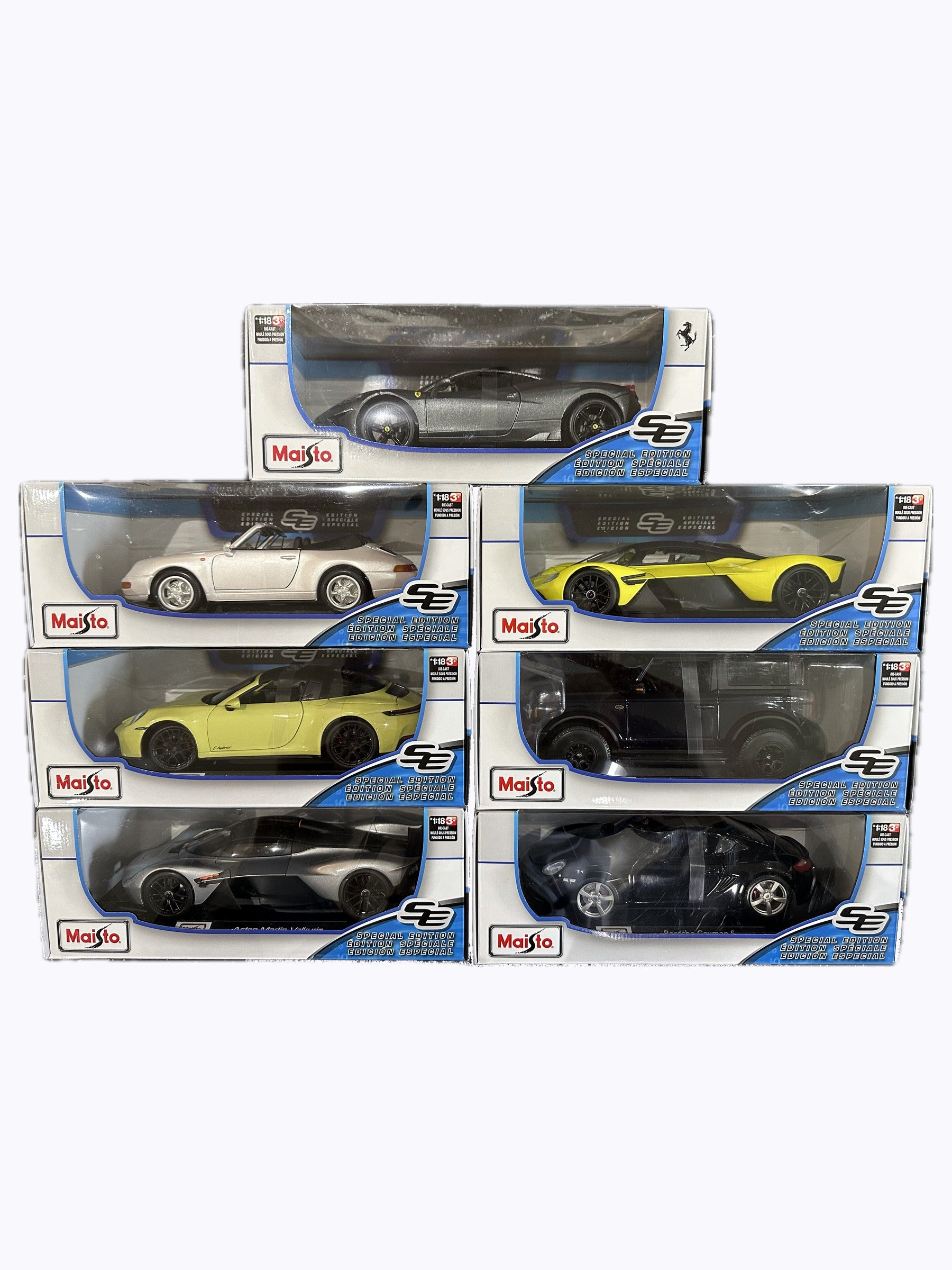 Maisto Special Edition 1:18 die-cast toy car bundle with seven boxed cars