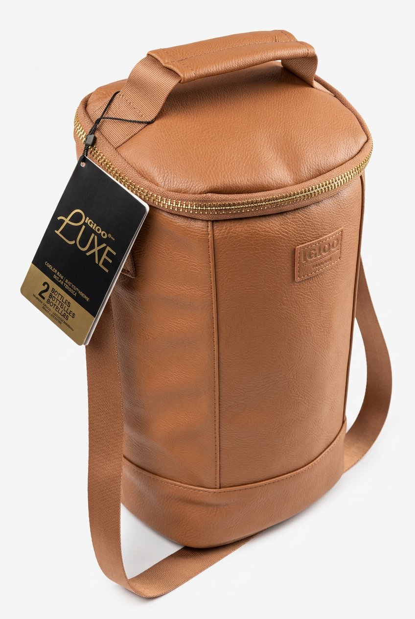 Igloo Luxe 2-bottle cooler bag in cognac brown