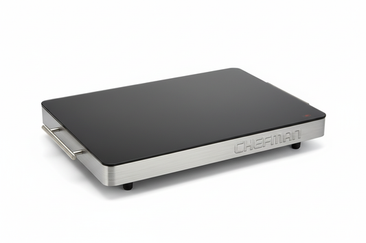 CHEFMAN Family-Sized Glass Top Warming Tray - Front View