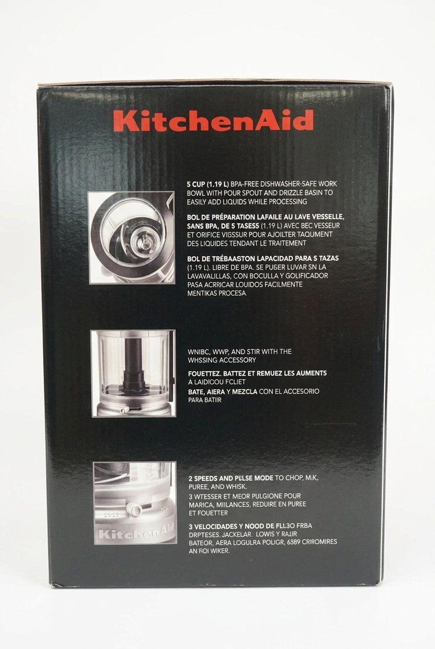 KitchenAid food chopper package features for bowl and whisk accessory