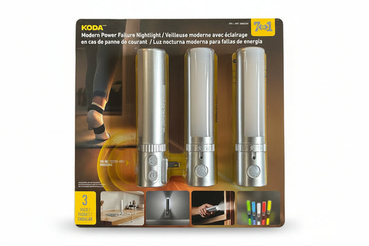 Kodak modern power failure nightlight packaging on a black speckled surface