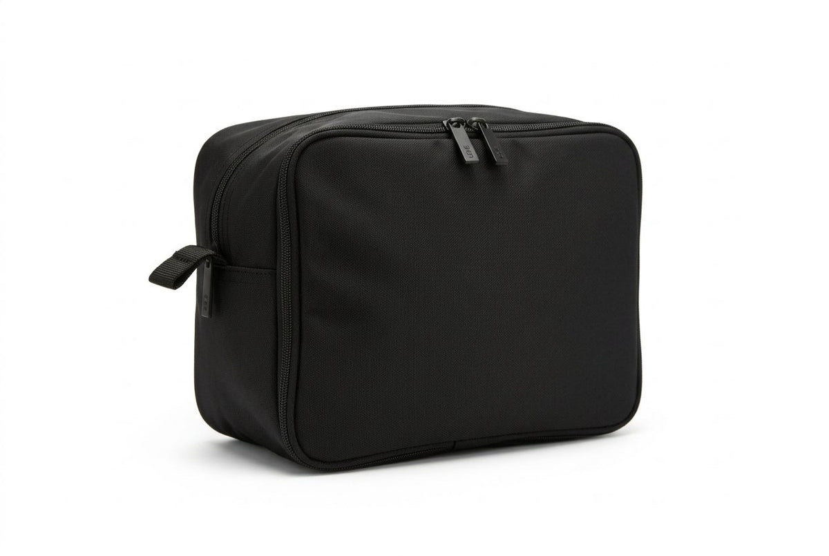 Black rectangular travel bag on a white background