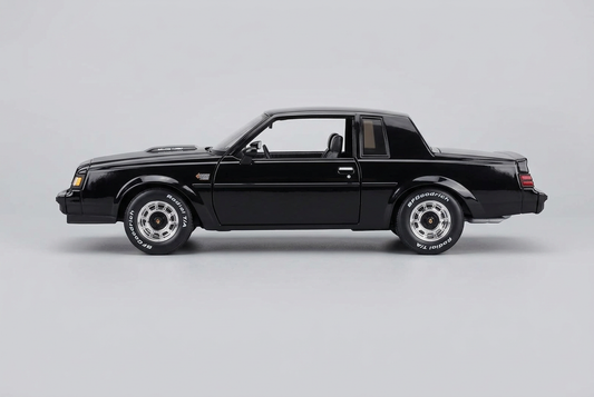 Side profile of the black Maisto 1987 Buick Grand National 1:18 die-cast model car