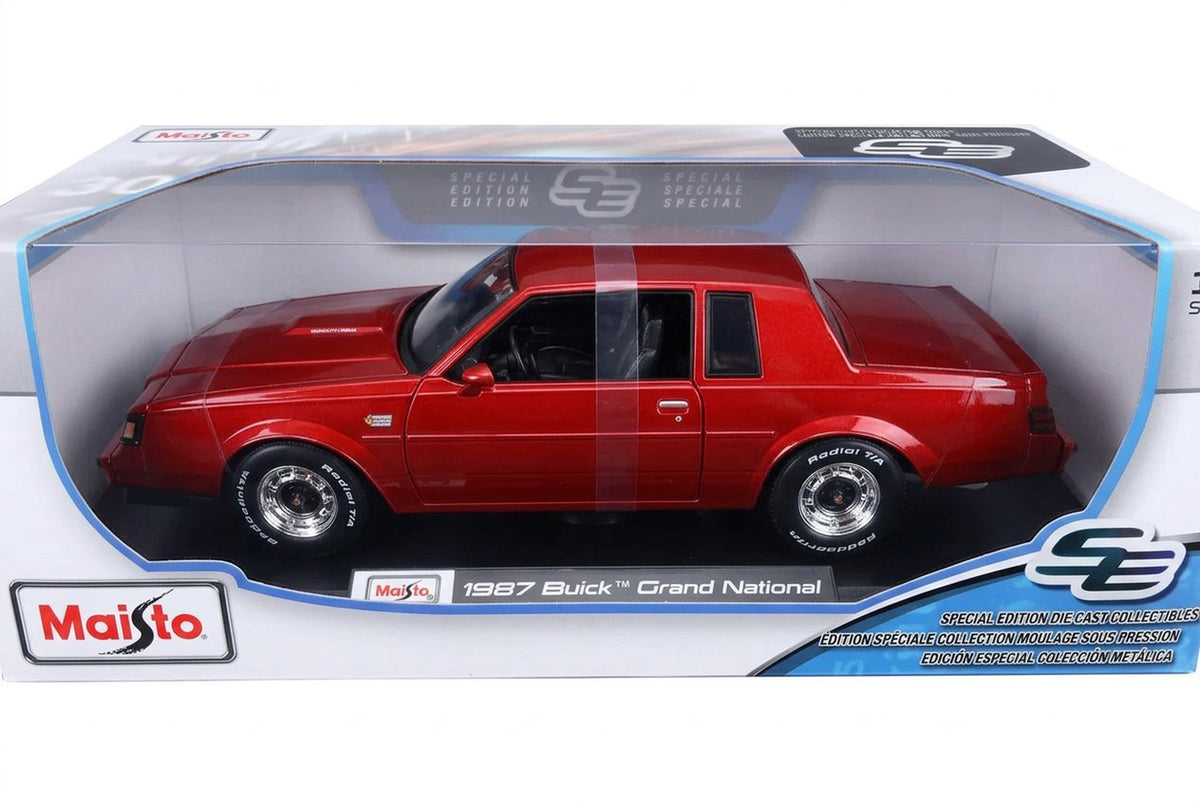 Maisto Special Edition 1987 Buick Grand National in metallic red, 1:18 die-cast model in display box