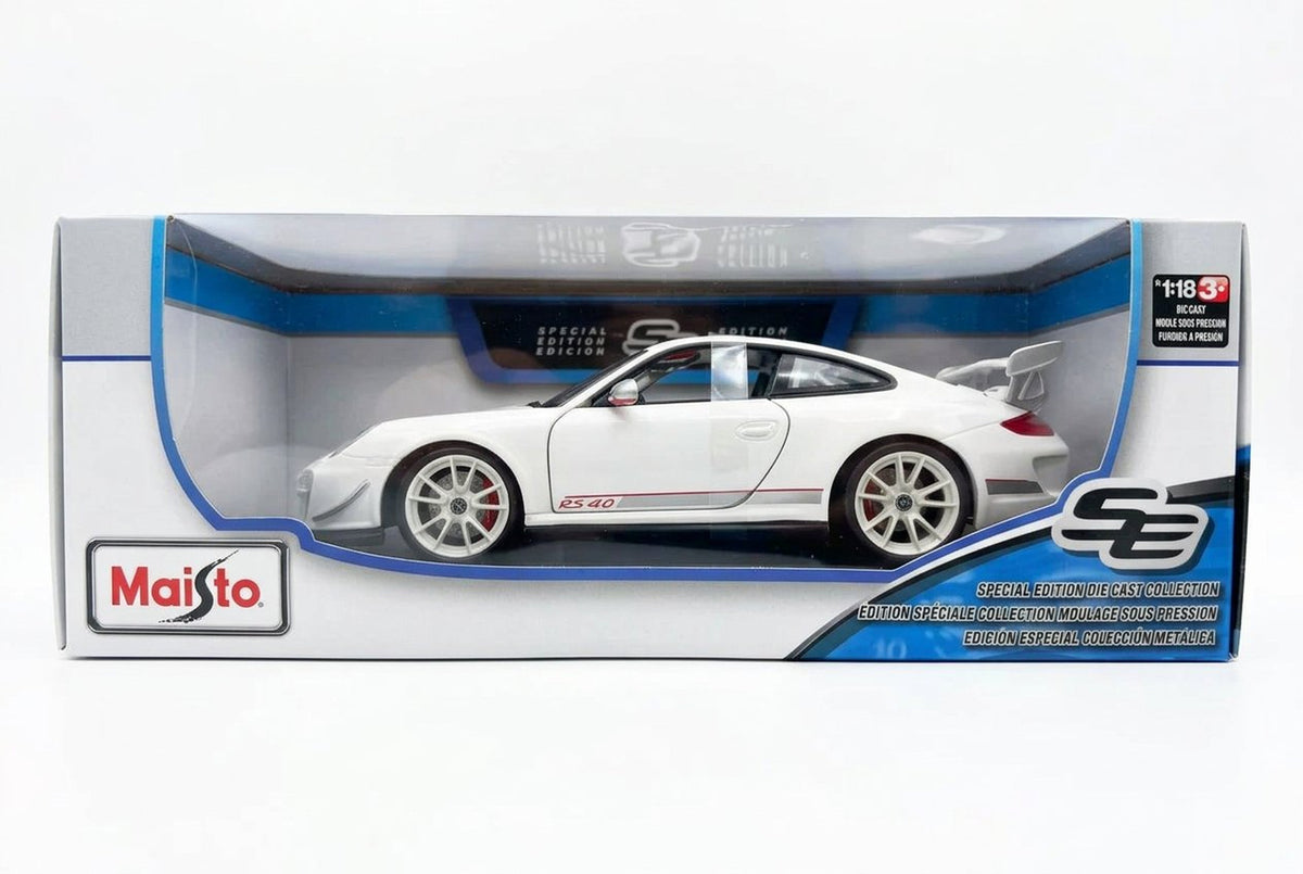 Maisto Special Edition Porsche 911 GT3 RS 4.0 in white, 1:18 die-cast model in display box