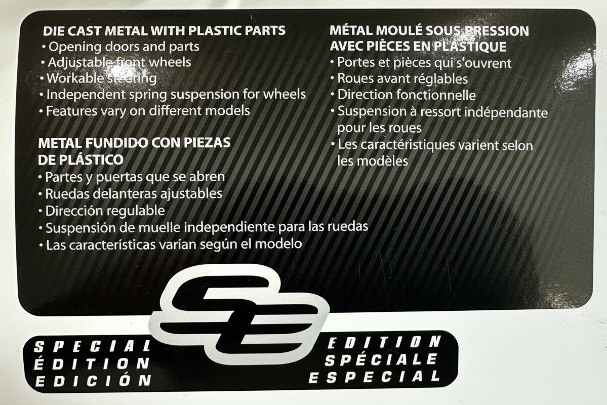 Maisto Special Edition package back with feature text