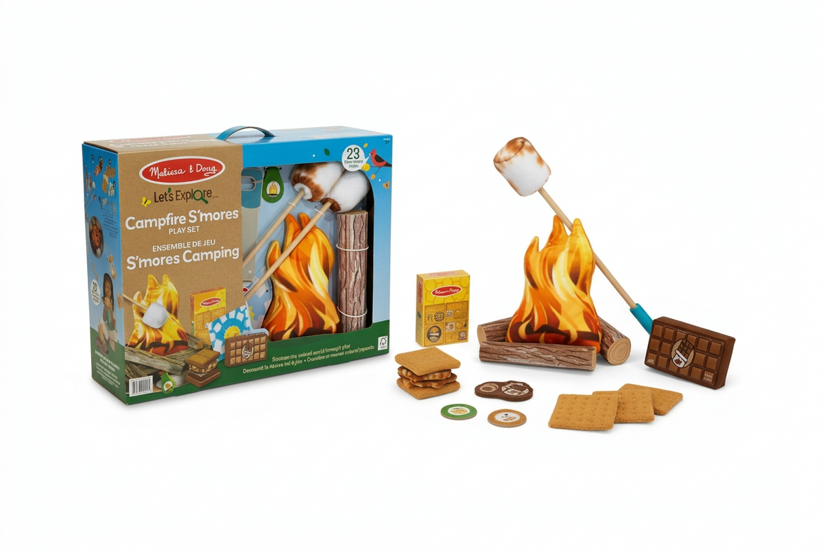 Melissa & Doug Camping S'mores play set with packaging on a white background