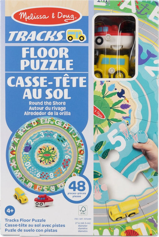 Melissa & Doug Tracks Floor Puzzle Round the Shore package front