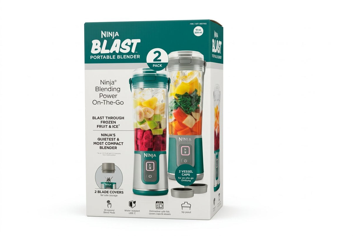 Ninja Blast portable blender packaging on a black speckled background