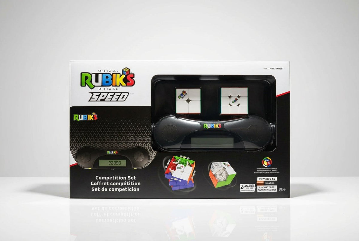 Rubik's Speed cube packaging with Rubik's logo and product images.