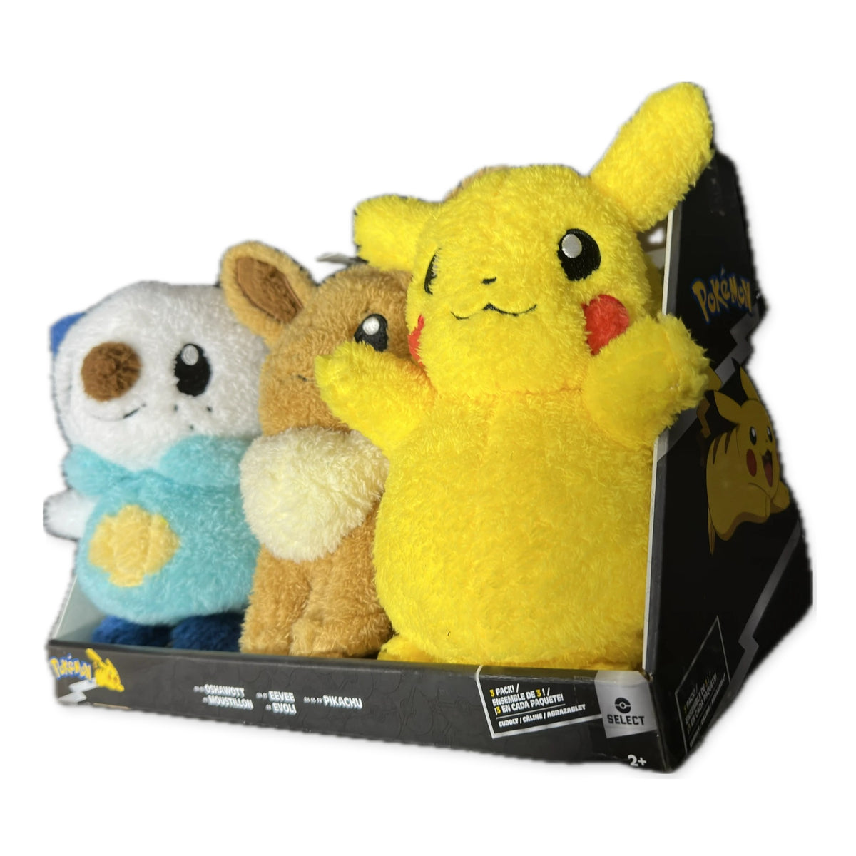Pokémon Select Cuddly plush 3-pack box shown at an angle