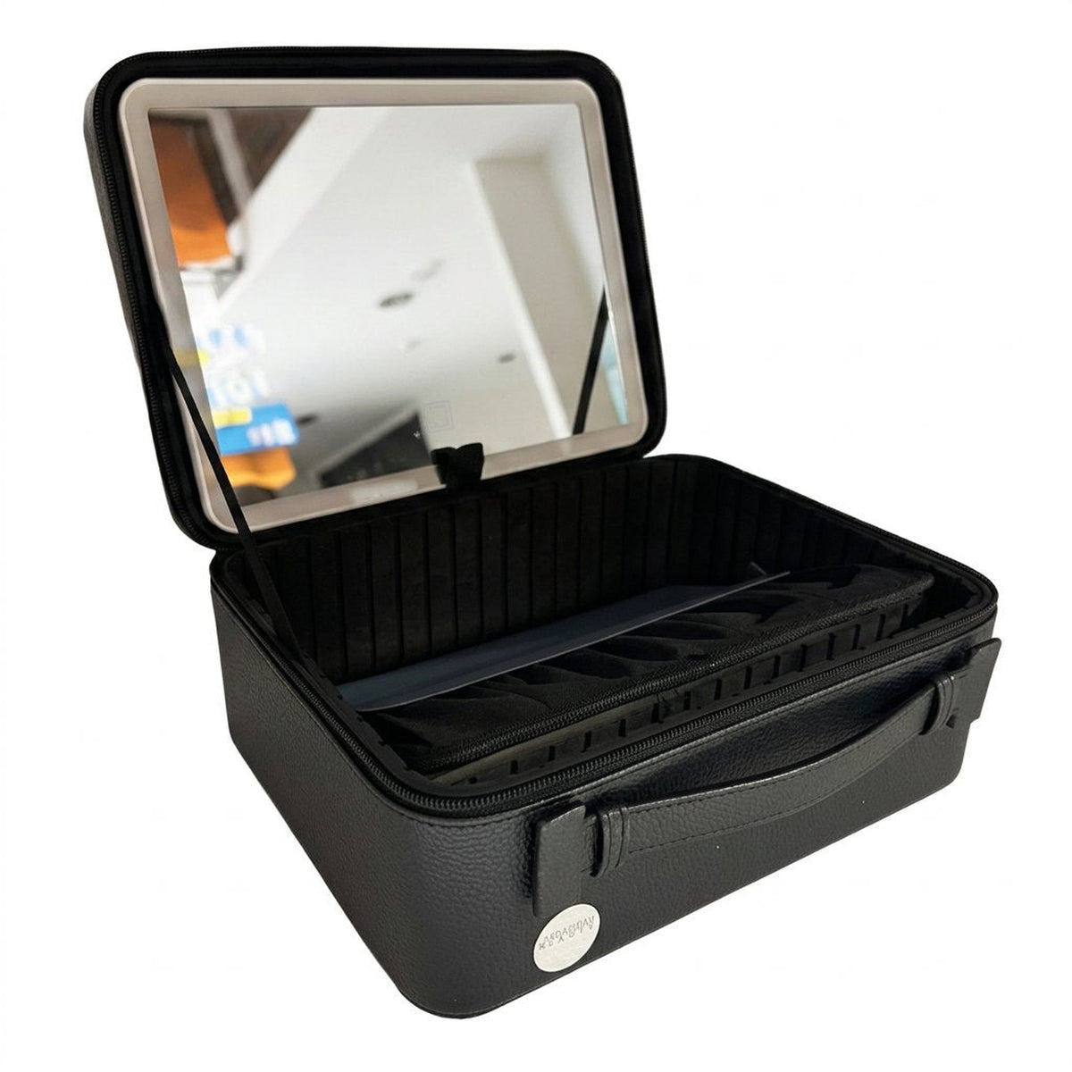 Open Sheffield Labs REMI travel vanity case with LED mirror