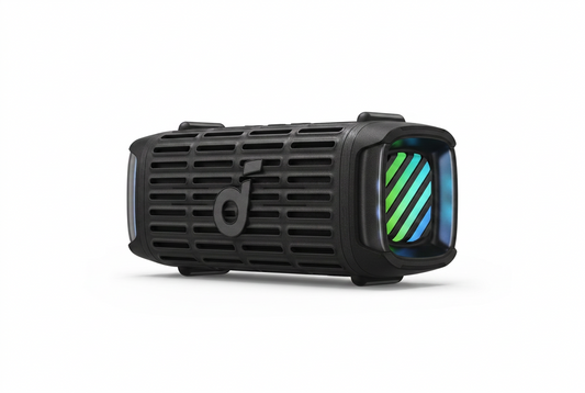 Soundcore Boom 3i portable Bluetooth speaker studio product photo on white background