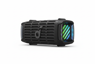 Soundcore Boom 3i portable Bluetooth speaker studio product photo on white background
