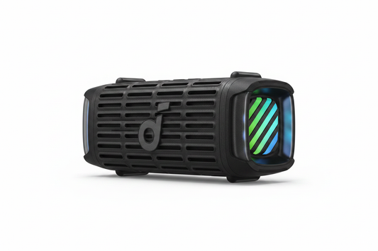 Soundcore Boom 3i portable Bluetooth speaker studio product photo on white background