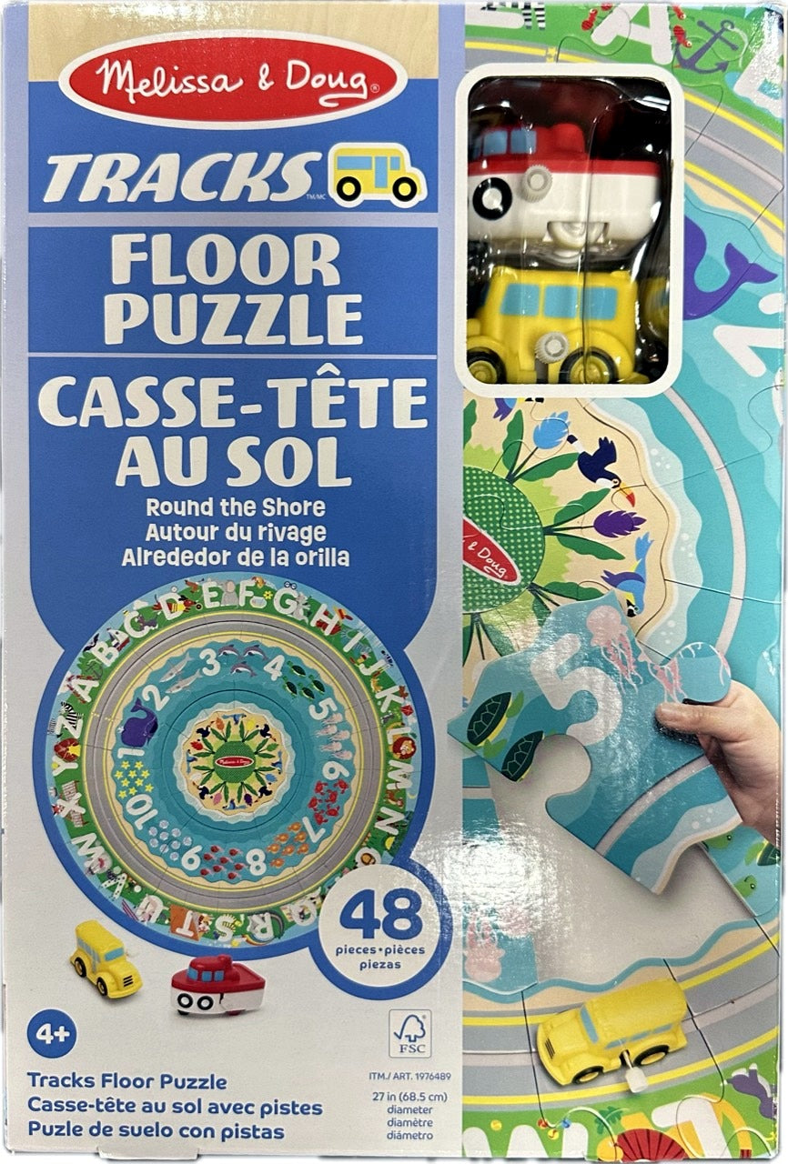 Melissa & Doug Tracks Floor Puzzle Round the Shore package front