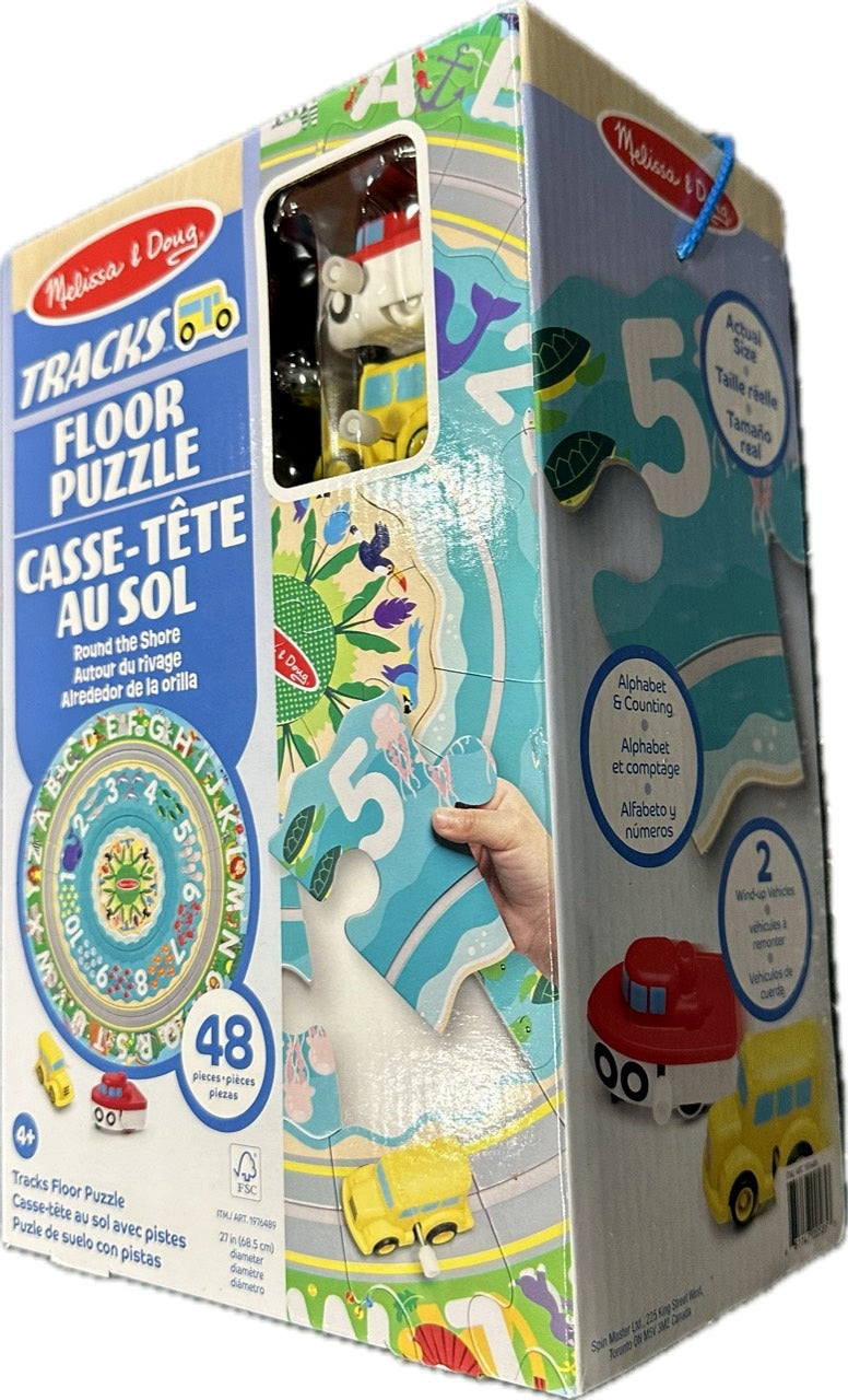 Melissa & Doug Tracks Floor Puzzle Round the Shore package angle