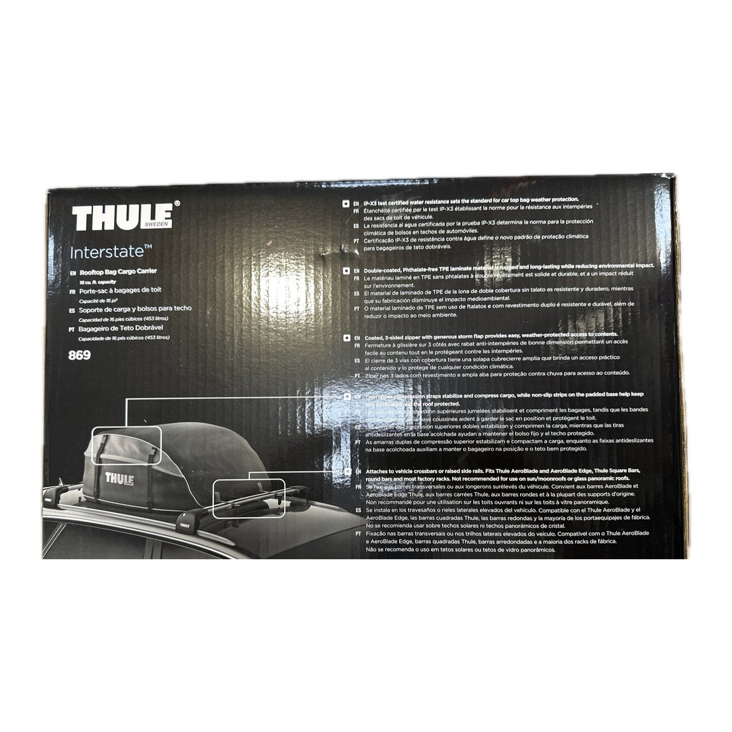 Thule Interstate rooftop bag cargo carrier package feature panel